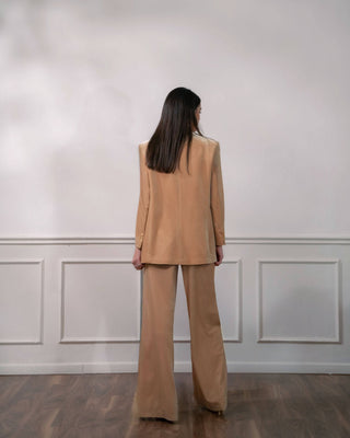Oversized Beige Velvet Blazer - Atelier de La Hang